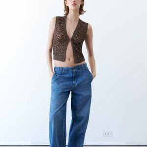 Zara Pearl Trim Knit Vest (SM)